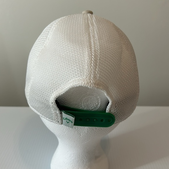Callaway Hat Cap Snap Back Mens Beige Green Stripe Mesh Trucker EUC - Picture 3 of 8